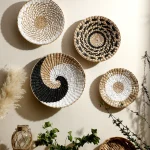 Décor de panier mural Boho fait à la main en jonc de mer, décor de confrontation, art mural de panier naturel pour cuisine, chambre à coucher, ornement de salon