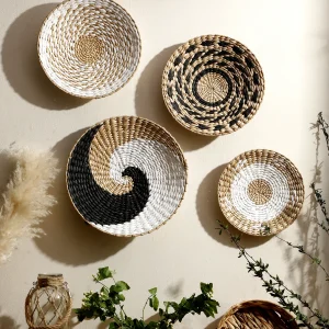 Décor de panier mural Boho fait à la main en jonc de mer, décor de confrontation, art mural de panier naturel pour cuisine, chambre à coucher, ornement de salon Décor de panier mural Boho fait à la main en jonc de mer, décor de confrontation, art mural de panier naturel pour cuisine, chambre à coucher, ornement de salon