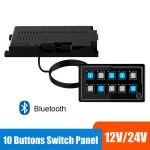 Panneau de commutation Bluetooth de luxe, commande tactile, 10 boutons, 60A, 24V, 12V, lumière, fusible interdit, lame, accessoires intelligents pour bateau, caravane, montres