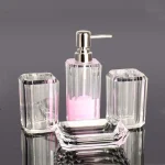 Accessoires de rangement de toilette en acrylique transparent, HOSet, Bouteille distributrice Regina, pio Regina, Porte-brosse à dents, Accessoires de salle de bain