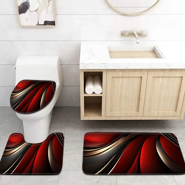 Ensemble de salle de bain rouge abstrait moderne – vue 4