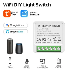 Commutateur intelligent Wifi 16A, Module de commutation d&rsquo;éclairage pour maison intelligente, contrôle bidirectionnel, fonctionne avec Tuya Smart Life avec Alexa Google Home Sharing
