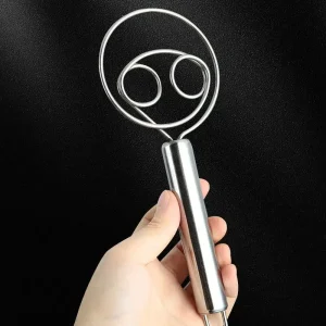 Outils de mélangeur de cuisson de cuisine, fouet à pâte en acier inoxydable pour mélange de pain, farines de gâteaux et de pâtisserie avec trou de suspension Outils de mélangeur de cuisson de cuisine, fouet à pâte en acier inoxydable pour mélange de pain, farines de gâteaux et de pâtisserie avec trou de suspension