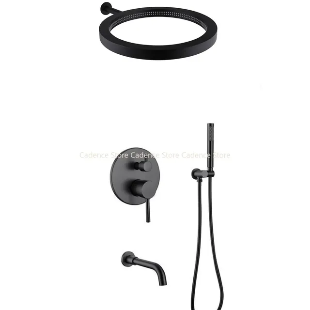 Système de douche dissimulé à anneau rond or/noir/gris – vue 4