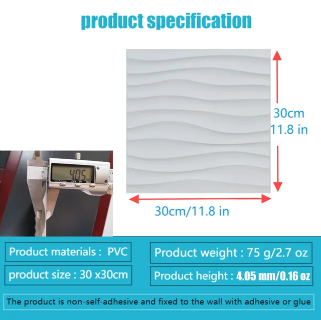 Rénovation murale 3D PVC vague conseil Texture panneau… – vue 5