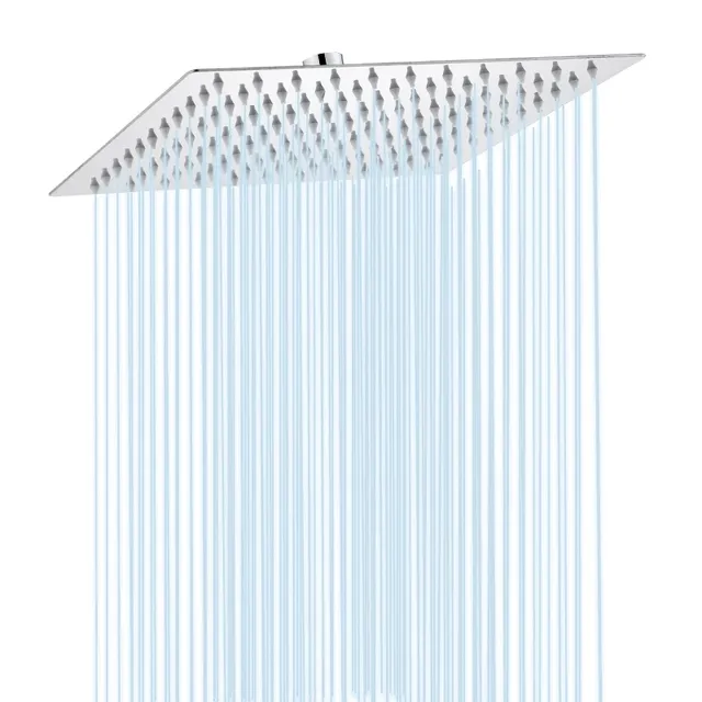 Pommeau de douche à effet pluie carré en acier inoxydable