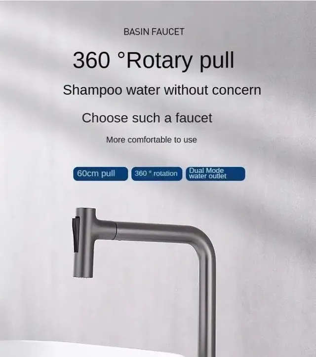 Robinet de lavabo extractible à poignée unique – vue 4