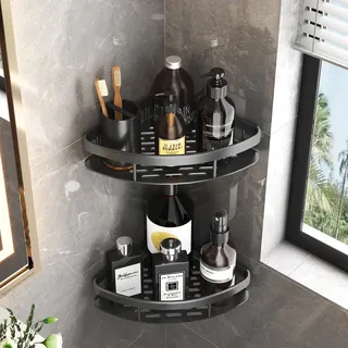 Salle de bains Rangement Rack Pas de Forage Étagères Mural Coin…