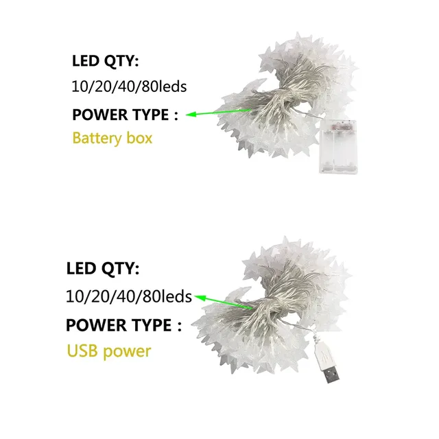 LED chaîne lumières en plein air étoile chaîne lumières… – vue 3