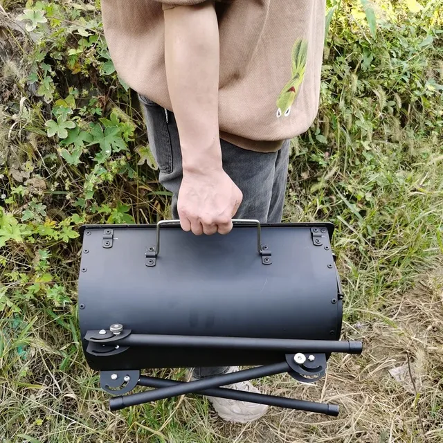 Poêle bois portable camping pliable acier noir cheminée… – vue 5