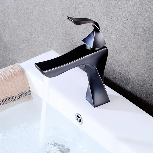 Robinet de lavabo de salle de bains noir et chromé – vue 6