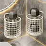 Panier métallique laqué crème cylindrique ajouré grille… – vue 4