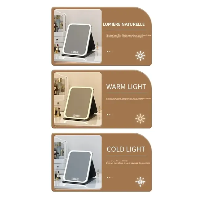 Miroir de maquillage LED à intensité variable – vue 3