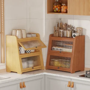 Organisateur d&rsquo;étagère d&rsquo;angle de cuisine: support de rangement anti-poussière à 3 niveaux pour épices et garde-manger – Support métallique peu encombrant sur le comptoir