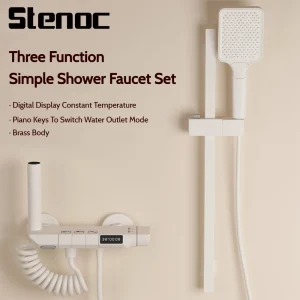 Ensemble de système de douche chaude et froide de luxe, salle de bains, ensemble de robinets de douche pressurisés en laiton LED, baignoire numérique, ensemble complet de robinets de douche