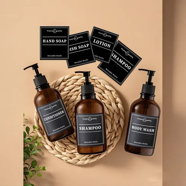 Ensemble distributeur de savon avec étiquettes – vue 2