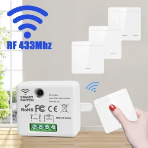 Interrupteur intelligent sans fil, 433MHz, 1/2/3 boutons, 86, panneau mural avec télécommande, 10A, 110V, 220V, pour lampe LED Interrupteur intelligent sans fil, 433MHz, 1/2/3 boutons, 86, panneau mural avec télécommande, 10A, 110V, 220V, pour lampe LED