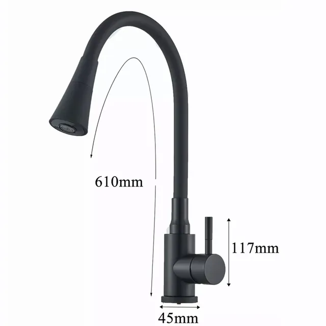 Robinet d'évier de cuisine noir mat – vue 6