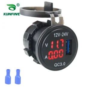 Chargeur voiture QC3 rapide voltmètre ampèremètre numérique 12V 24V USB double encastrable étanche noir tableau marine batterie surveillance Chargeur voiture QC3 rapide voltmètre ampèremètre numérique 12V 24V USB double encastrable étanche noir tableau marine batterie surveillance