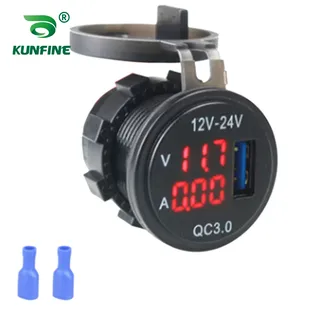 Chargeur voiture QC3 rapide voltmètre ampèremètre numérique 12V 24V…