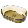 Vasque comptoir ovale verre translucide ambre perçage… – vue 1