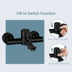 Robinet de baignoire mural 1 pièce, mitigeur de douche, robinet de baignoire de salle de bains en acier inoxydable Sus304, noir et argent disponible, luminaire de salle de bain