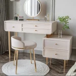Lumière LED miroir coiffeuse chambre moderne luxe blanc coiffeuse tiroirs de rangement Tocador Maquillaje meubles