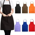 Tablier de cuisine solide avec poche, nettoyage de Chef de cuisine, tablier de serveuse de Restaurant, garde les vêtements propres, sans manches, pratique