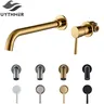 Robinet de lavabo en or brossé/noir – vue 1