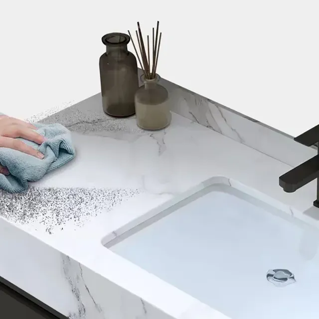 Meuble mural suspendu contemporain vasque intégrée… – vue 6