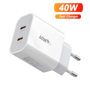 40W USB C chargeur Charge rapide QC 3.0 double PD chargeur Type C adaptateur de chargeur rapide pour iPhone Xiaomi Samsung Huawei téléphone