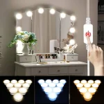 LED miroir de maquillage lumière coiffeuse lampe salle de bain miroirs décoration pour la maison chambre veilleuse 3 couleurs réglable blanc/rose