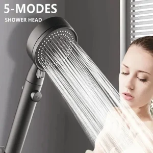 Pommeau de douche haute pression, 5 Modes, pommeau de douche réglable, accessoires de salle de bains avec tuyau, économie d’eau, buse de pulvérisation d’arrêt à une touche Pommeau de douche haute pression, 5 Modes, pommeau de douche réglable, accessoires de salle de bains avec tuyau, économie d’eau, buse de pulvérisation d’arrêt à une touche