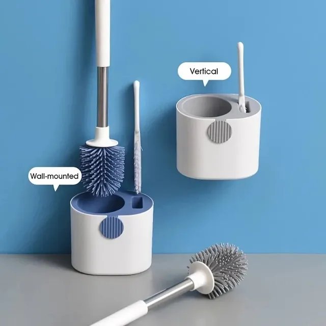 Brosse toilette silicone manche inox poignée blanche… – vue 3