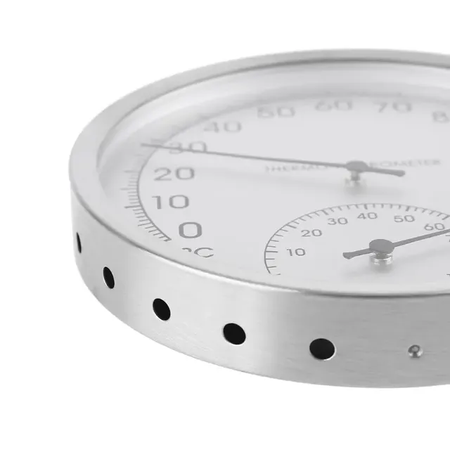 Thermomètre hygromètre analogique mural inoxydable 127mm… – vue 2