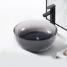 Vasque ronde verre fumé brillant courbes lisses rebord… – vue 3