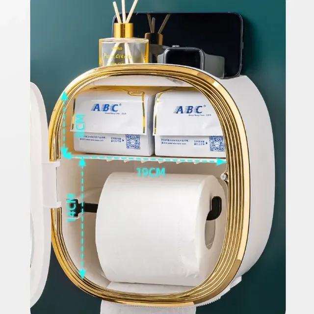 Distributeur mural papier toilette blanc doré rétro luxe… – vue 4