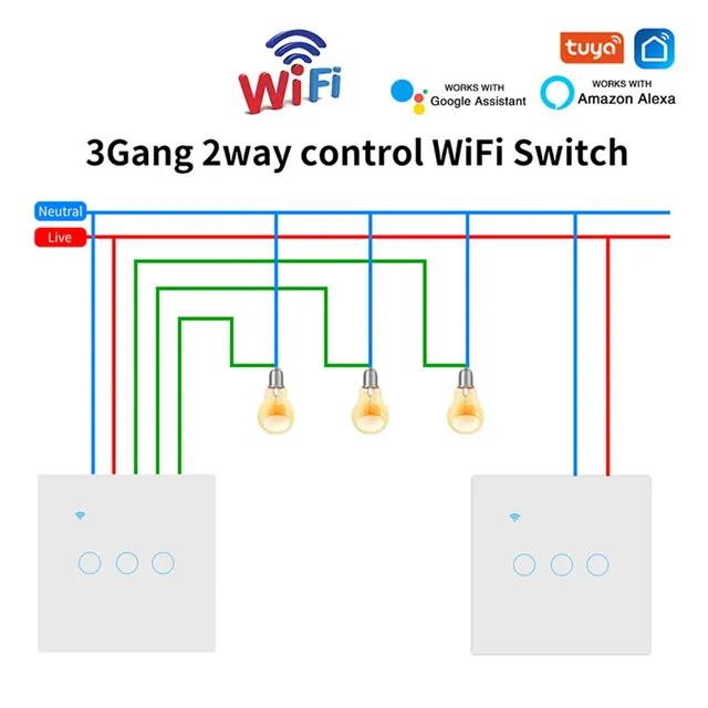 Wifi commutateur intelligent 2 voies 1 gang 2 gang 3…