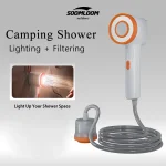 Douche de camping Soomloom avec pompe intégrée – Kit de douche extérieure portable avec filtre et lumière LED pour un bain extérieur facile