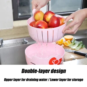 Hello Kitty Double couche fruits légumes panier Kawaii cuisine stockage bac de vidange panier amovible mignon maison cadeau offres spéciales Hello Kitty Double couche fruits légumes panier Kawaii cuisine stockage bac de vidange panier amovible mignon maison cadeau offres spéciales