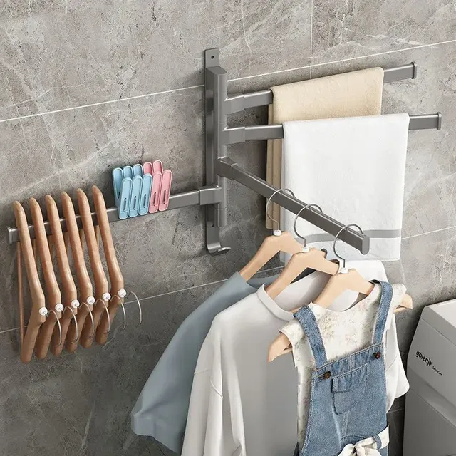 Porte serviettes rotatif aluminium quatre bras pivotants… – vue 2