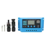 Contrôleur de panneau solaire, contrôleur photovoltaïque, affichage LCD 12V 24V, haute efficacité avec connecteurs pour batterie au Lithium