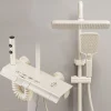 Système de douche cascade blanc lait pour salle de bains grue de bain moderne mitigeur, robinets de douche économie d’eau ensemble de baignoire de pluie Ensemble complet de robinet pressurisé par précipitations de luxe Système de douche cascade blanc lait pour salle de bains grue de bain moderne mitigeur, robinets de douche économie d’eau ensemble de baignoire de pluie Ensemble complet de robinet pressurisé par précipitations de luxe