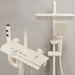 Système de douche cascade blanc lait pour salle de bains grue de bain moderne mitigeur, robinets de douche économie d&rsquo;eau ensemble de baignoire de pluie Ensemble complet de robinet pressurisé par précipitations de luxe