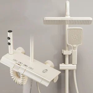 Système de douche cascade blanc lait pour salle de bains grue de bain moderne mitigeur, robinets de douche économie d’eau ensemble de baignoire de pluie Ensemble complet de robinet pressurisé par précipitations de luxe Système de douche cascade blanc lait pour salle de bains grue de bain moderne mitigeur, robinets de douche économie d’eau ensemble de baignoire de pluie Ensemble complet de robinet pressurisé par précipitations de luxe