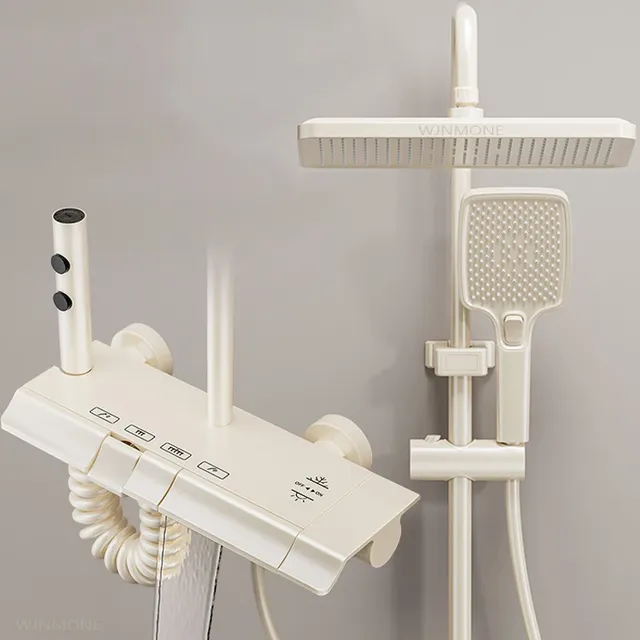 Système de douche cascade blanc lait pour salle de bains…