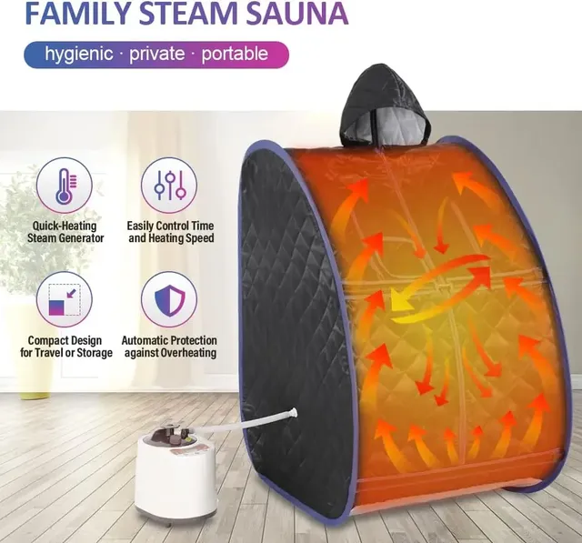 Sauna vapeur portable maison tente individuel noir… – vue 4