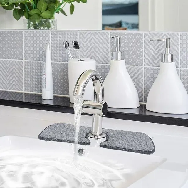 Tapis absorbant évier lavabo cuisine microfibre gris… – vue 5