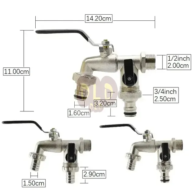 Robinet de jardin extérieur avec 1 entrée et 2 sorties
