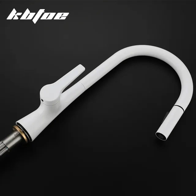 Robinet de cuisine extractible blanc – vue 4